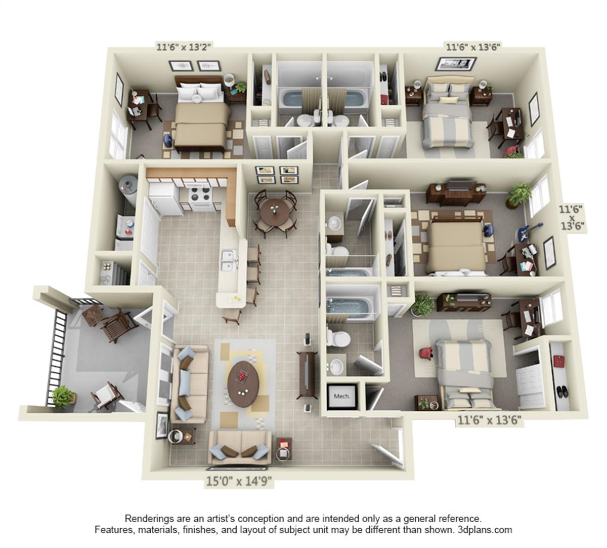 Four Bedroom Townhomes boardwalk at brittain landing - apartment in tuscaloosa, al Four Bedroom Townhomes boardwalk at brittain landing - apartment in tuscaloosa, al