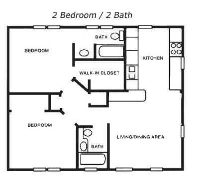  2Bth Two Bedrooms 2 710 $650.00 to $800.00 $650.00 Condo floorplan img